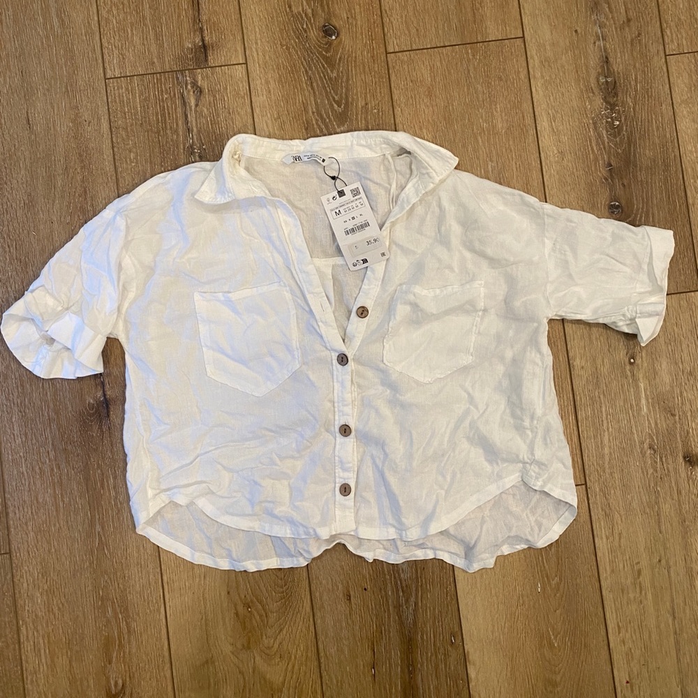 Zara short sleeve linen shirt